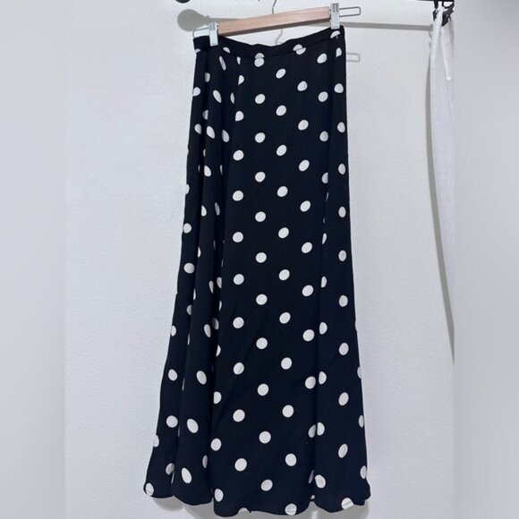 Reformation Veronica Polka dot black midi skirt size 4 - Picture 4 of 9